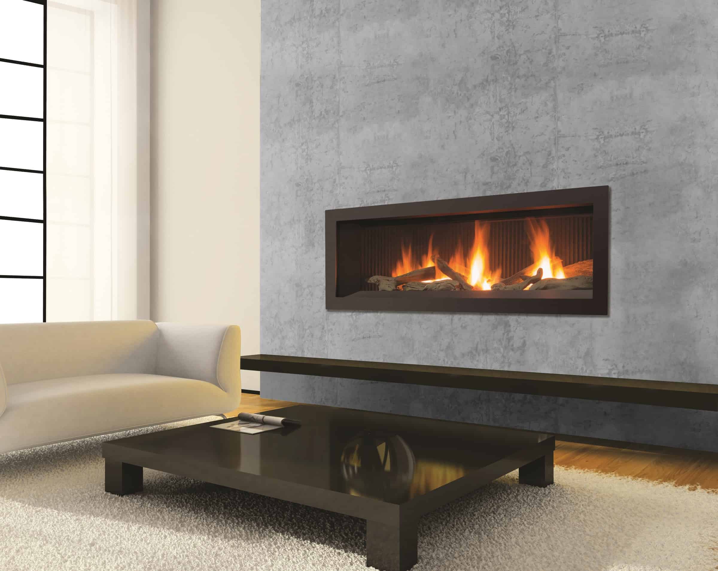 C44 powder coated surround room image on safe home fireplace website